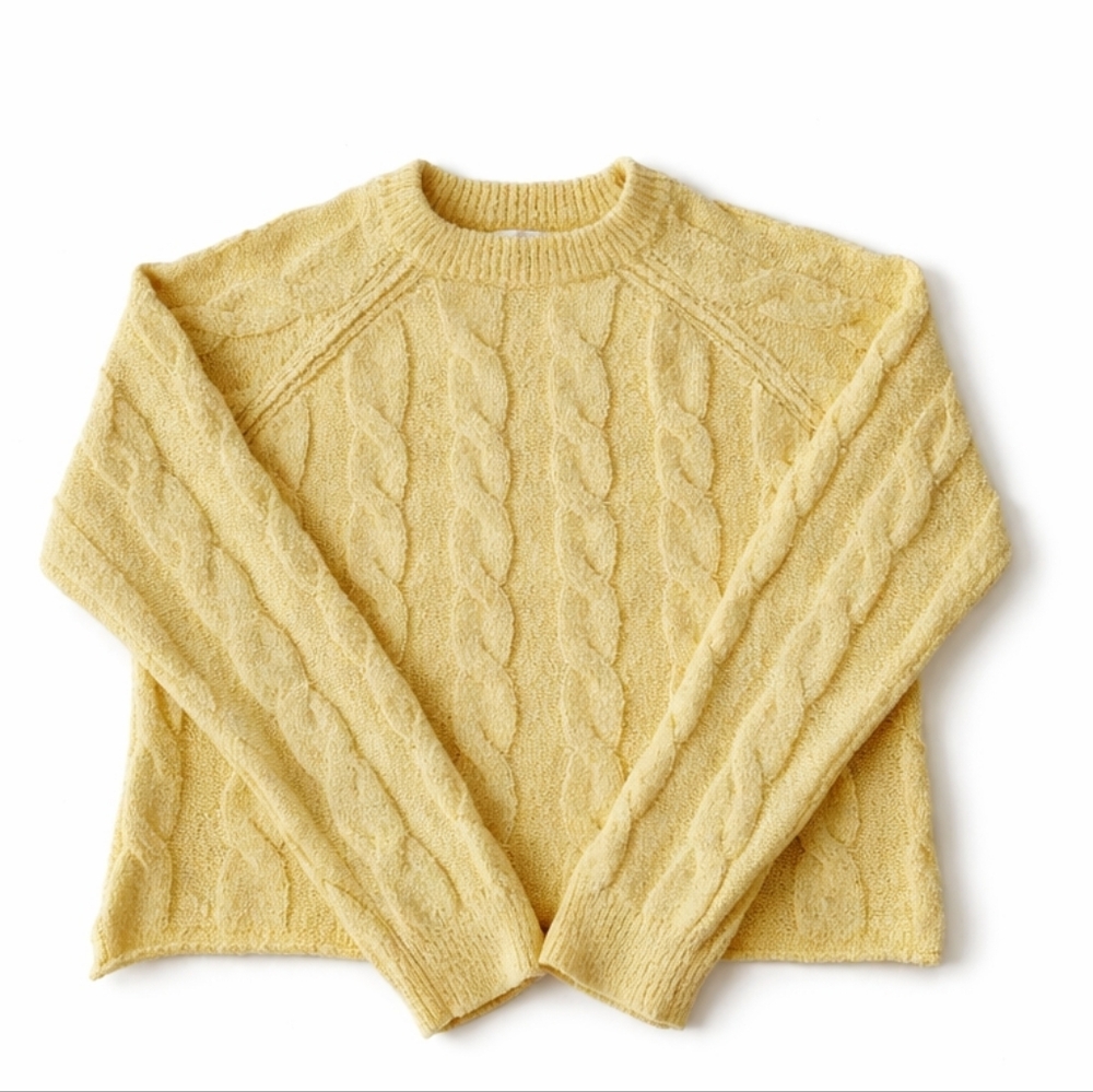 ZARA Girls Yellow Cable Knit Sweater Size 13-14 Cozy Soft
